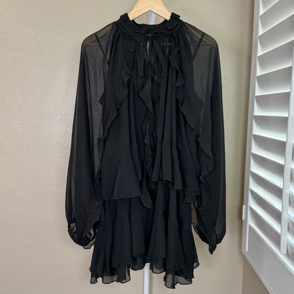 Commense Black Ruffled Layered Mini Dress - Picture 5 of 14
